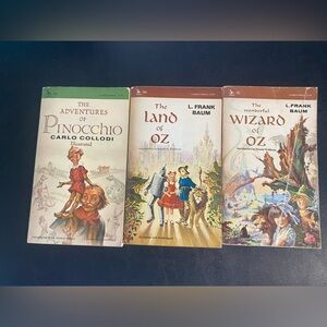 Classic 1960’s Paperback Set of Three Books Land of Oz•Wizard of Oz•Pinocchio